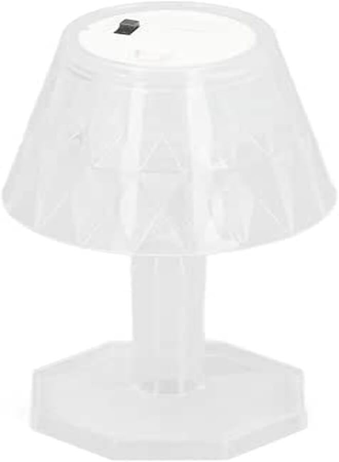 Walfront Crystal Table Lamp, Bedside Lamp Bedside Bed Night Light Plastic Pretty Effects for Bedroom Home(Pure White)